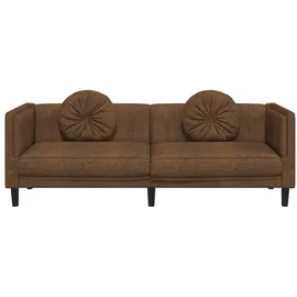 vidaXL Sofa mit Kissen Braun Kunstleder Wildleder-optik