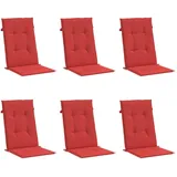 vidaXL Gartenstuhlauflagen für Hochlehner 6 STK., Gartenstühle Sitzauflagen, Sitzkissen Polsterauflagen UV-Beständig, Hochlehner Auflagen, Rot Stoff