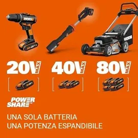 Worx Nitro 18 V (20 V MAX) Akku-Schlagbohrmaschine, PowerShare, bürstenloser Motor, 60 Nm, 13 mm Spannfutter, variable Drehzahlregelung, LED-Licht...
