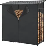 casa.pro Brennholzregal Yakutat Metall 185 x 70 x 180 cm Schwarz