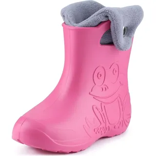 Ladeheid EVA Kinder Jungen Mädchen Gummistiefel Regenschuhe gefüttert Regenstiefel Gummischuhe LA-CA-04 (Rosa/Grau, 34/35 EU)