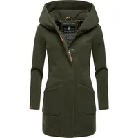 Marikoo Wintermantel Maikoo hochwertiger Mantel in Wollmantel-Optik mit großer Kapuze grün L (40)