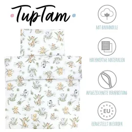 TupTam Kinder Gemusterte Bettdecken Set Ganzjahresdecke Bettdecke Kopfkissen Flachkissen 2tlg., Farbe: Safari/Löwe/Braun/Blätter/Grün, Größe: 135x100 cm