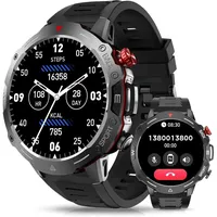 Smartwatch Herren Telefonfunktion Herzfrequenz, Blutdruck, Schlafüberwachung, Sprachassistent, Message Reminder 120+ Sportmodi Fitnessuhr Android iOS - Schwarz