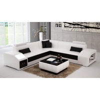 JVmoebel Ecksofa Ledersofa Couch Wohnlandschaft Ecksofa Eck Design Modern Sofa weiß