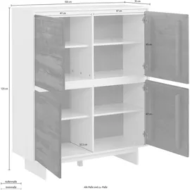 OTTO home Morgan Midischrank Hochkommode 100 x 120 x 35 cm Braun/Weiß