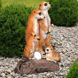 Harms Import LED Außen Solar Steh Leuchte Erdmännchen Baumstamm Veranda Figur Akku Lampe