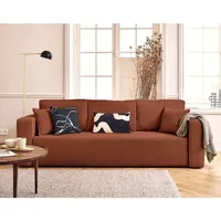 Bestmobilier - Topaze - 3-sitzer einzelsofa schlaffunktion und bettkasten aus strukturiertem samt - terrakotta