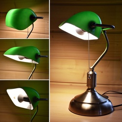 Bankerlampe mit Lampenschirm – Retro Tischlampe Schreibtischlampe Bibliotheksleuchte Banker Vintage Lampe im 20er Jahre Dekor