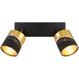 GLOBO Deckenleuchte Deckenlampe Wohnzimmerlampe Metall Schwarz-matt Gold 2 Flammig
