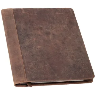 Pride and Soul 30124 - Ledereinband DIN A5 PERKINS, Lederhülle für Notizbuch, Buchhülle aus Echt Leder, Buchumschlag in braun, Einband mit Lesezeichen, 8 Visitenkartenfächern und Stiftschlaufe