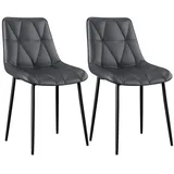TLGREEN Esszimmerstuhl 2/4-er Küchenstuhl, PU Polsterstuhl mit Rückenlehne, (Metallbeine,Stabil, Komfortabel, Einfache Montage,Bis 200 kg, 2 St), für Wohnzimmer,Café, Teestube grau