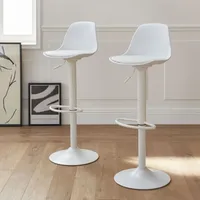 Sweeek 2er Set verstellbare Barhocker - weißes Kunstleder -