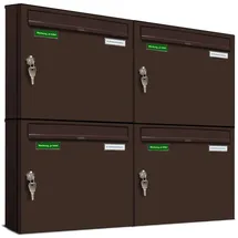 AL Briefkastensysteme Basic 4er Briefkasten RAL 8017 Schokoladenbraun inkl. Zeitungsfach