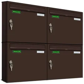 AL Briefkastensysteme Basic 4er Briefkasten RAL 8017 Schokoladenbraun inkl. Zeitungsfach