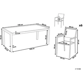 Beliani Gartenmöbel-Set, schwarz weiß Silber, Glas, 6-Sitzer, Loungemöbel, Loungemöbel-Sets