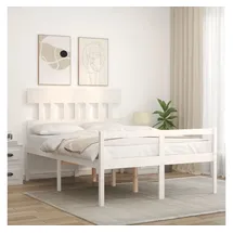 vidaXL The Living Store Seniorenbett Mit Kopfteil Weiß Massivholz - Seniorbett - Holzbett - Kiefernholzbett - Doppelbett - Gästebett