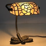 Uziqueif Bankerlampe, Tiffany Style Tischlampe, Schreibtischlampe Vintage Bankers Lamp, Lampenschirm Glas, Metall Basis, Tischleuchte FüR BüRo, Nachttischlampe (F)