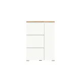 xonox.home Schuhkipper 95 x 130 x 18 cm weiß / Nox Eiche Dekor, 1 Tür, 3 Klappen