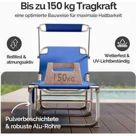 CASARIA Sonnenliege 150 x 60 x 100 cm Blau