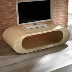 Ovales Lowboard in Beige Stein