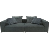 INOSIGN Big-Sofa »Suyana mit Federkern, B/T/H: 304/135/69 cm, Zierkissen + Kissenrollen«, grosszügiges, gemütliches Megasofa, viel Platz zum Relaxen, Cord-Bezug grau