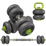 LIFERUN Weiche Hanteln Set Verstellbar 20kg, 4-in-1 Hantelset Kettlebell Set, Langhantel, Dumbbell, Liegestützständer für Ganzkörpertraining, Krafttraining für Männer und Frauen