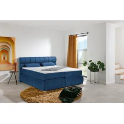 Boxspringbett PLACES OF STYLE "Felicia", blau, B:214cm L:215cm, Komplettbetten, Boxspringbett, in H4, inkl. Topper und Bettkasten