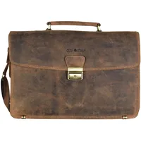 GREENBURRY Vintage Aktentasche Leder 40 cm Laptopfach braun