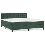 vidaXL Boxspringbett mit Matratze Dunkelgrün 160x200 cm Samt