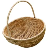 YARNOW Einkaufskorb Sammelkorb Für Blumen Weidengeflechtkorb Großer Weidenkorb Mit Griff Blumenkorb Aus Rattan Geflochtener Obstkorb Brotkorb Snackkorb Kunststoff-Rattan Wiederverwendbar