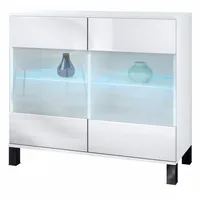Vladon Kommode, Weiß Hochglanz, 92.5x84.5x35 cm, Wohnzimmer, Kommoden &