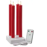 MARELIDA LED Stabkerzen LISA Tafelkerzen Dinnerkerzen wiederaufladbar rot 4St.
