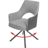Esszimmerstuhl HWC-K30, Küchenstuhl Lehnstuhl, drehbar Auto-Position, Stoff/Textil MVG grau-dunkelgrau - Grau