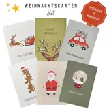 keitcards Weihnachtskarten - handgezeichnete Postkarten, 6er Set