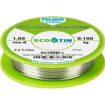 Felder Löttechnik ISO-Core Ultra-Clear Sn100Ni+ Lötzinn, bleifrei Spule Sn99,25Cu0,7Ni0,05 0.100