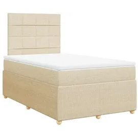 vidaXL Boxspringbett mit Matratze Creme 120x200 cm Stoff