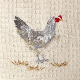 Homescapes GESCHIRRTÜCHER Huhn, 2er-Set Waffelpiqué, 100% Baumwolle