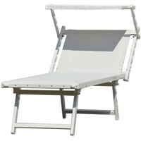 JANKURTZMÖBEL Rimini Classic Sonnenliege 182 x 73 x 74 cm taupe/weiß inkl. Sonnendach klappbar