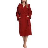 Ladeheid Damen Frottee Bademantel mit Kapuze Morgenmantel warm aus 100% Baumwolle LA40-102 (Weinrot (D13) (Gramatur 450), S) - S