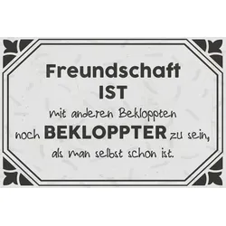 Metallbild QUEENCE "Bekloppte Freunde", schwarz (farbe bild(er): schwarz), B:45cm H:30cm, Stahl, Metall, Bilder, Geschenkartikel, Stahlschild, Blechschild, Sprüche, Texte, Freundschaft