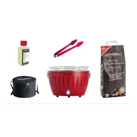 Lotusgrill S Small Kompakt Starter-Set Feuerrot Holzkohlegrill 5 tlg