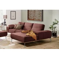 W.SCHILLIG Ecksofa run, Designsofa mit tollem Sitzkomfort, bequem, L-Form, mit elegantem Holzsockel, Füße in Silber matt, Breite 299 cm rot