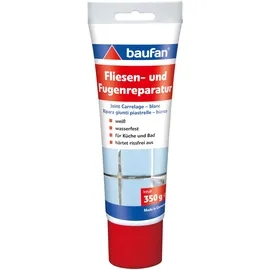 Baufan Fliesen- und Fugenreparatur Weiß 350g I Wasserfeste Spachtelmasse mit optimaler Haftung I Für Küche & Bad I Härtet rissefrei aus I Fugen-Mörtel