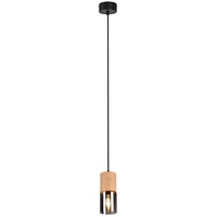 meineWunschleuchte Pendelleuchte yelle 1-flammig Lampenschirm Holz Ø Rauchglas ø 10cm