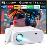 Beamer mit WiFi Bluetooth, Mini Outdoor/Home Video Beamer, Full HD Native 1080P Tragbarer Projektor 4K Heimkino 18000 Lumen, Kompatibel mit iPhone/Android