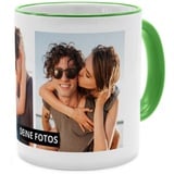 PhotoFancy® - Fototasse 'Collage' - Personalisierte Tasse mit eigenem Foto - Grün - Layout Collage 2 Bilder