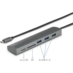 Renkforce 3 Port USB 3.2 Gen 1-Hub (USB 3.0) mit eingebautem SD-Kartenleser, mit Aluminiu RF-3374948