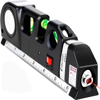 Laser Level Line Tool, Mehrzweck-Laser Level Kit Standard Cross Line Laser Level Laser Line Leveler Beam Tool mit metrischen Linealen 8ft/2.5M für Bilder hängen Schränke Fliesenwänden