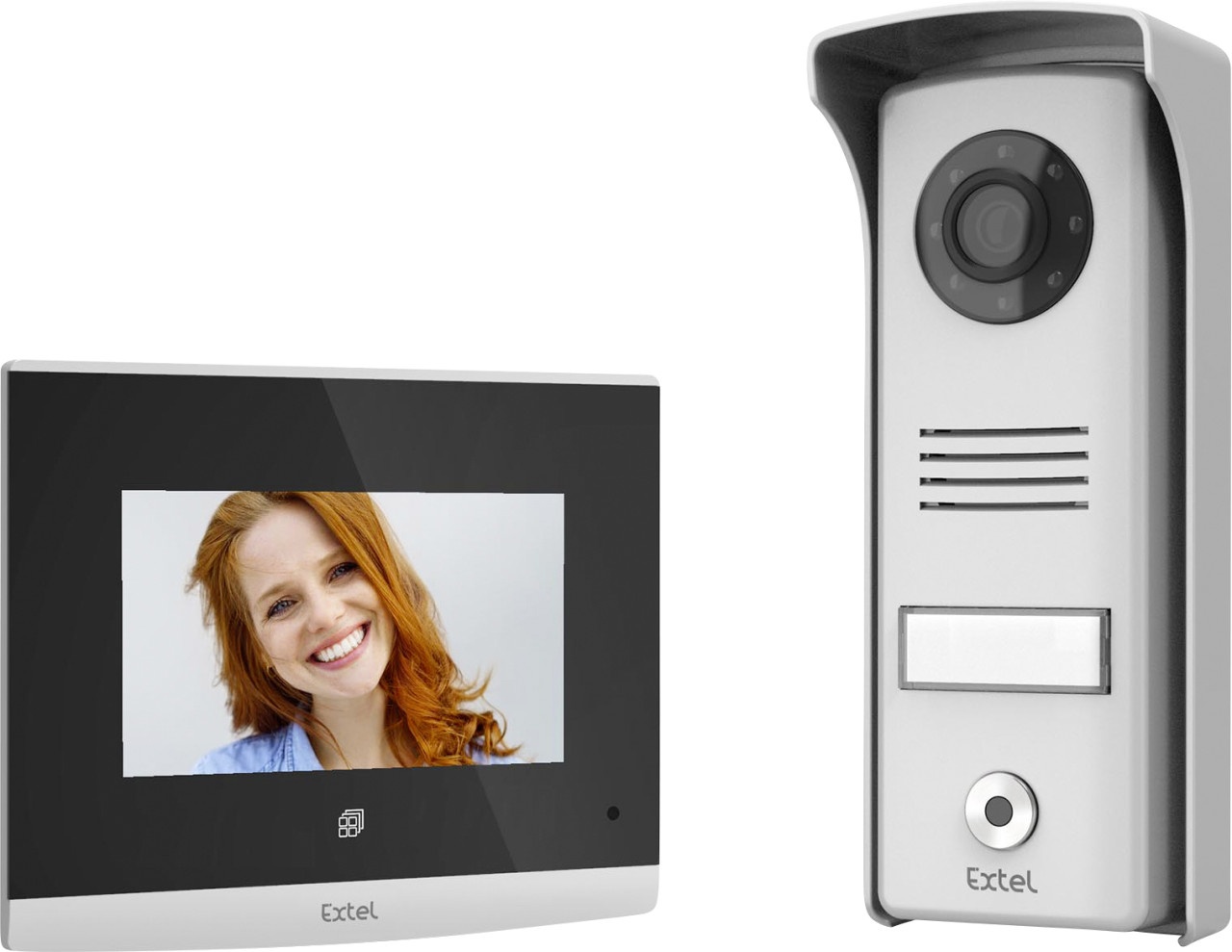 Extel Video-Türsprechanlage Compact, 4 Zoll Monitor 2-Draht, 6 Melodien, Nachtsicht, IP44
